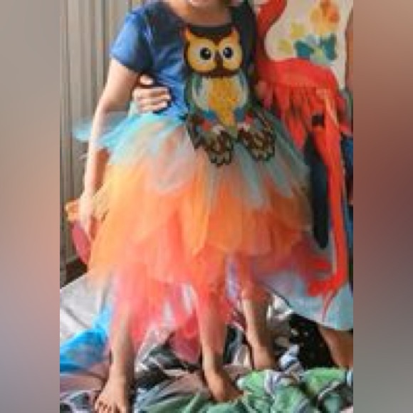 Mini Berni Rainbow Multi Color Owl Dress for girls sz: 16 - Picture 6 of 9